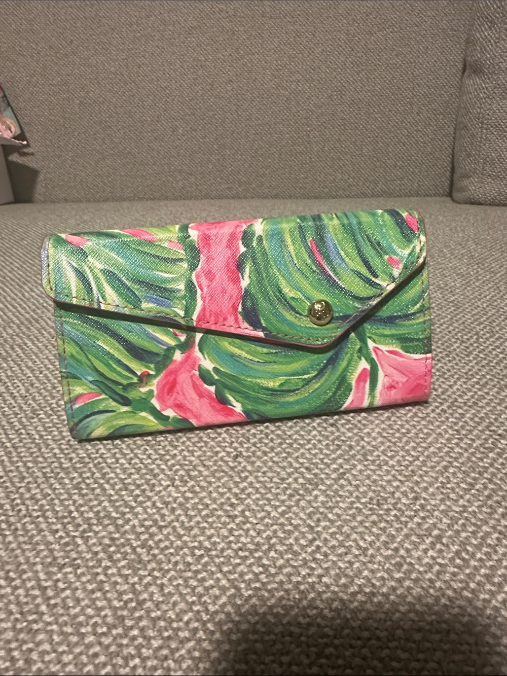 Lilly Pulitzer Sunglasses case Tropical Pink & Green